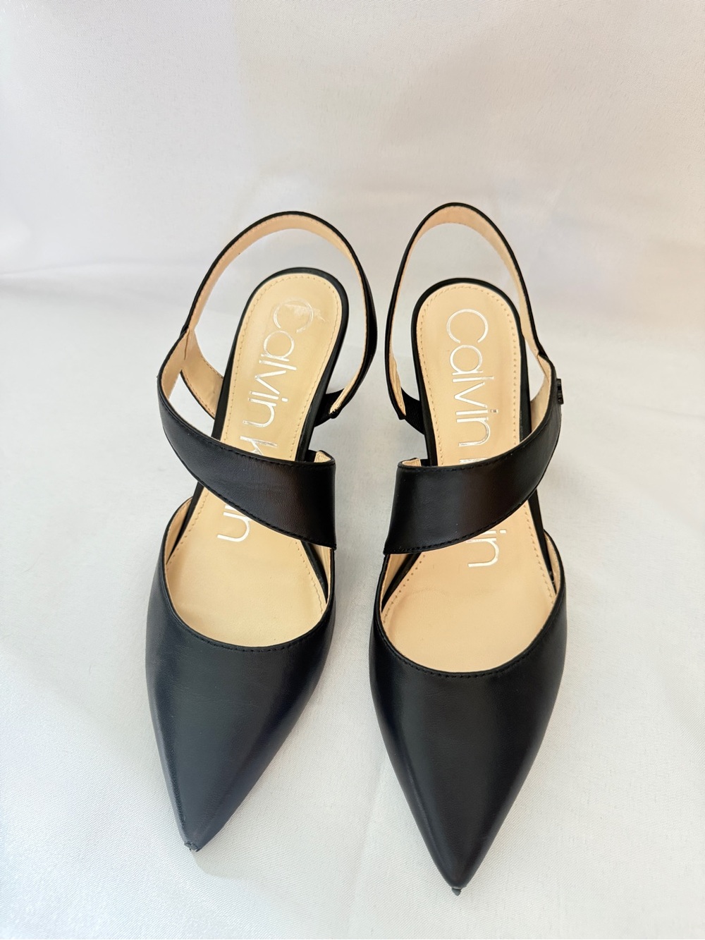 Calvin Klein Black Pointed Toe Slingback Heels Size 6.5